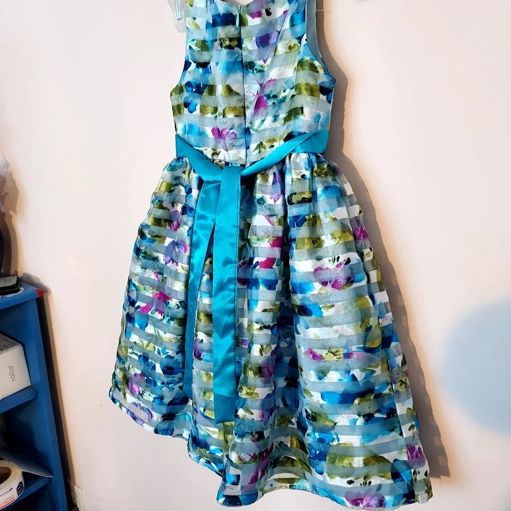 Sorbet Blue Girl's Floral Special Occasion Party dress 6X Coquette Girl Spring